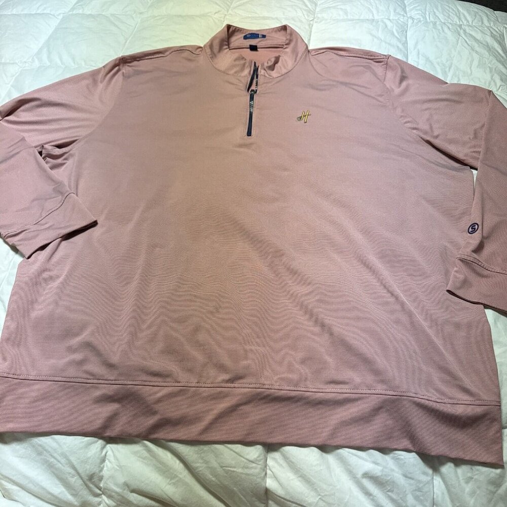 Stitch Golf 1/4 Quarter Zip Pullover Red/white Striped Men's Sz XXL Long Sleeved